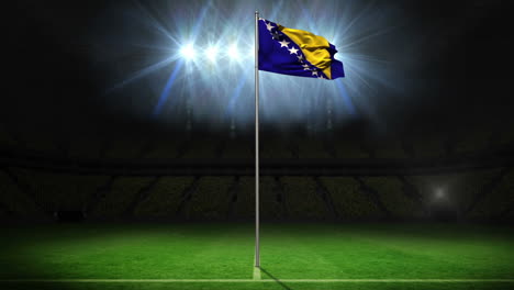 bosnia national flag waving on flagpole