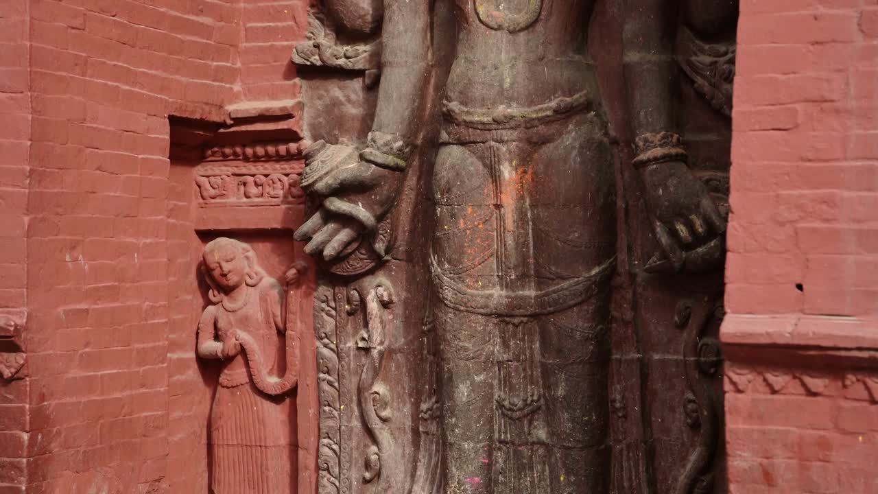 Hindu Statue Detail in Kathmnadu in Nepal at Pashupatinath Temple, Close Up of a Religious Statue at a Hindu Religious Site