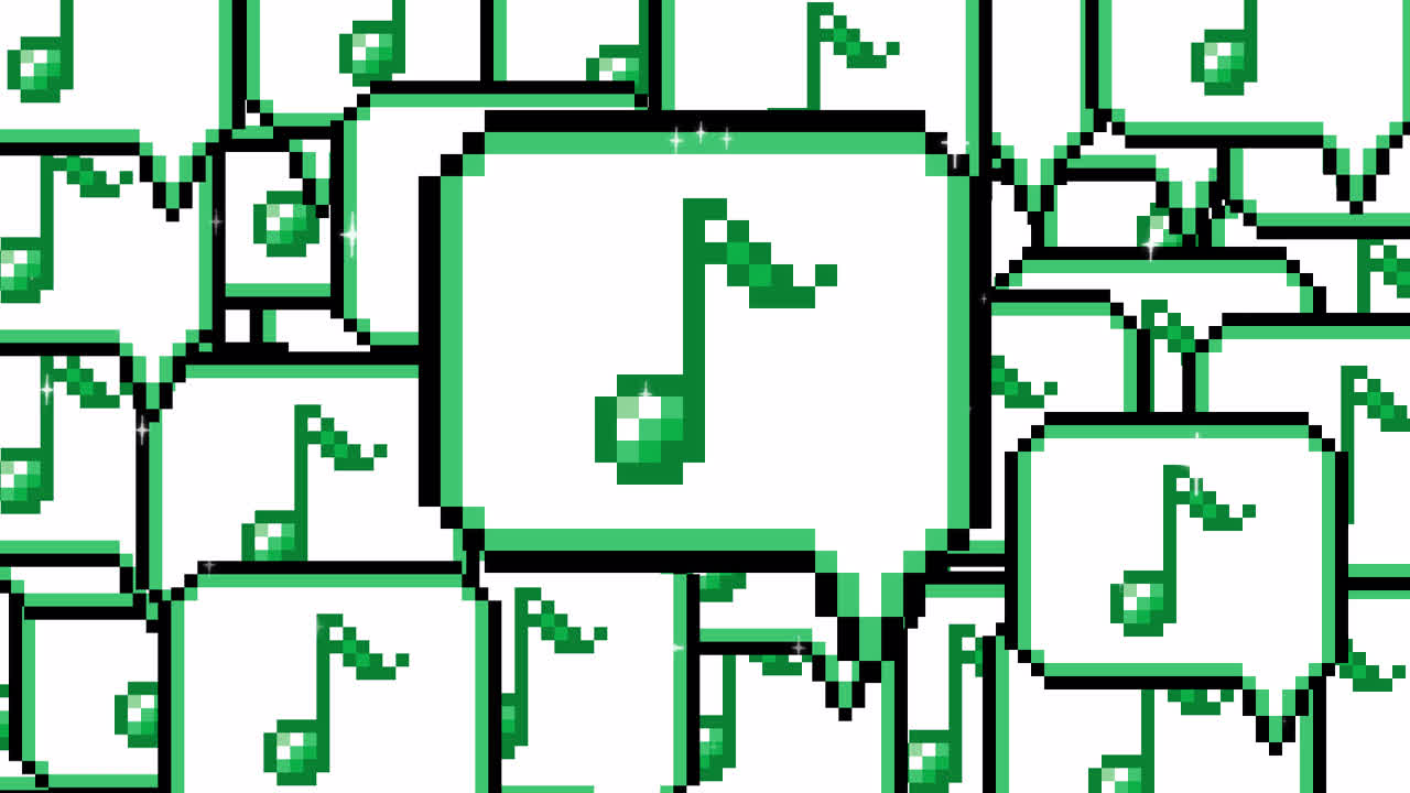 Pixel art pop up speech bubble icon eighth note Transitions. 1080p - 30 fps - Alpha Channel (4).mov
