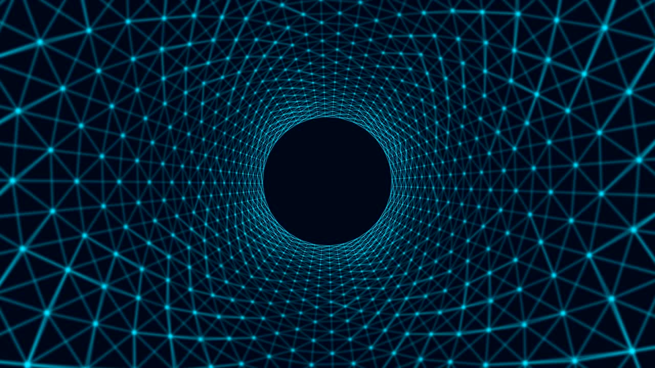 Circles spiral of architecture structure tunnel shape on blue background, optical illusion. Abstract pattern design element. 3d lines illustration background