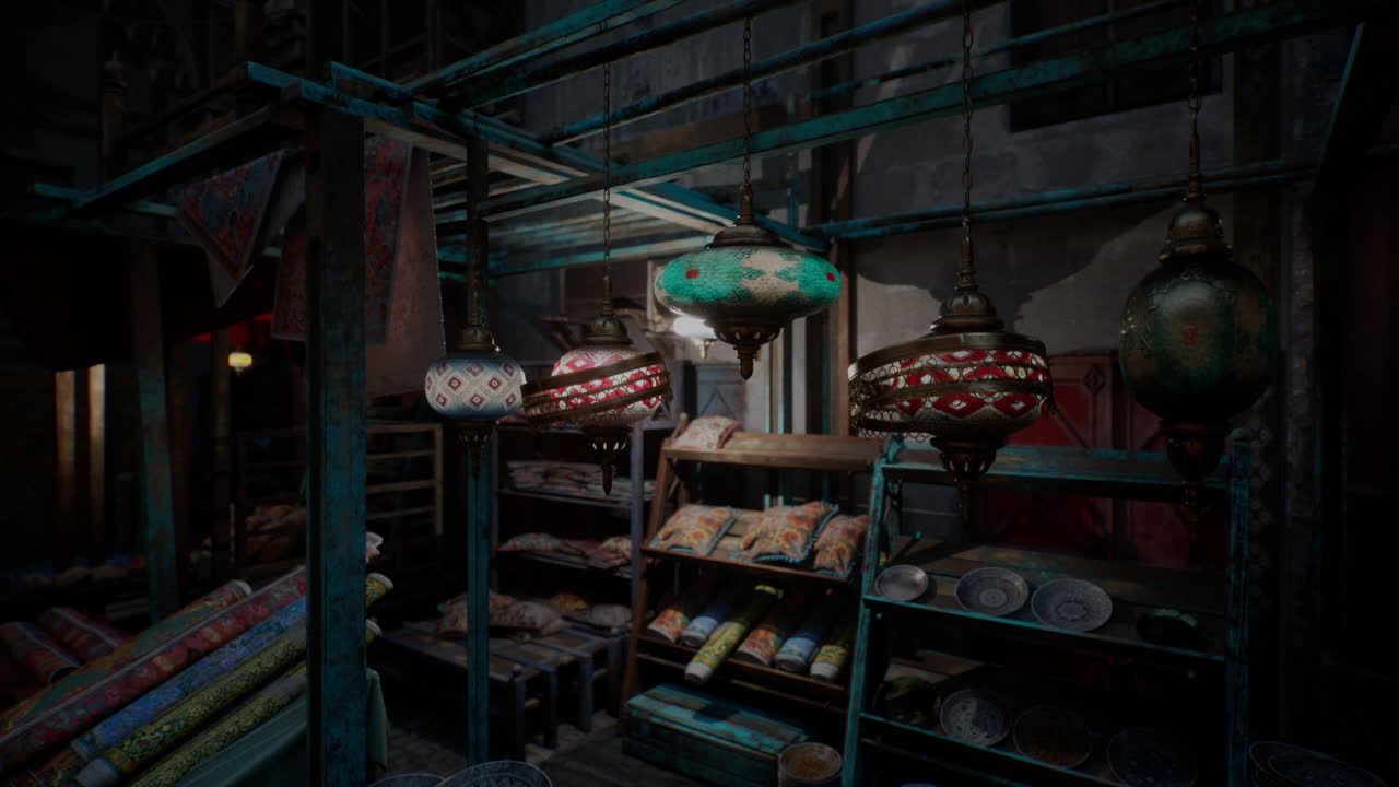 disparo cercano de hermosas lámparas en una tienda