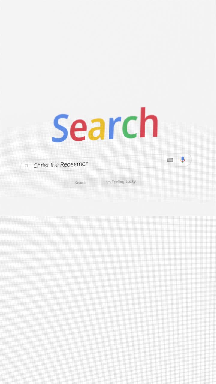 Video verticale della ricerca del Cristo Redentore sul browser Internet