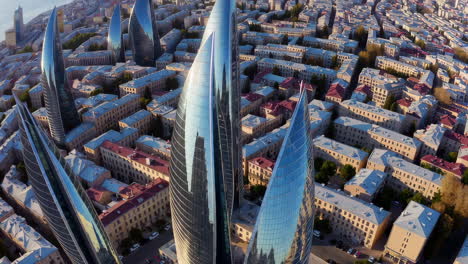aerial view of baku cityscape with modern and historic buildings