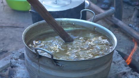 small feast done outdoor with meat and done with wood this ethiopian food is so delicious