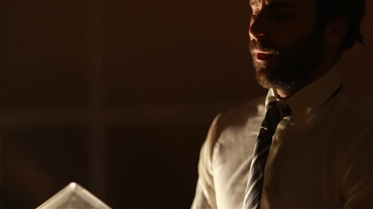 Business executive holding files and document