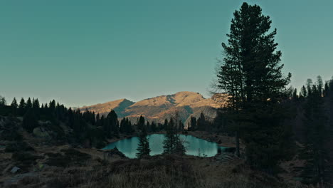 serene alpine lake at sunset