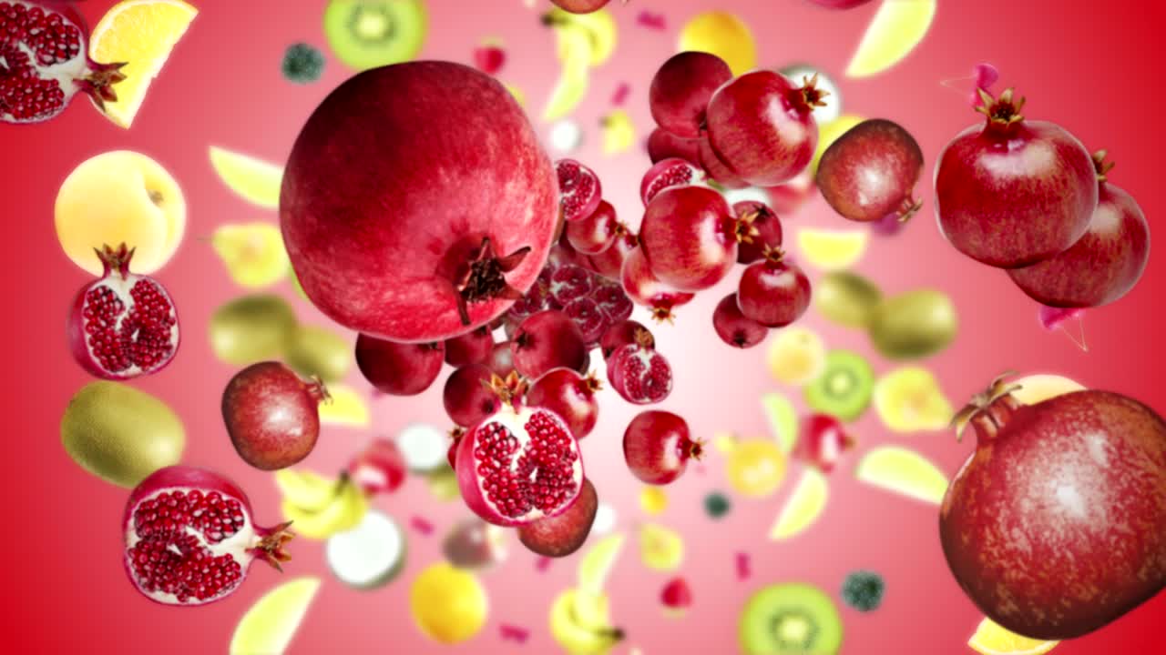 낙하산과 과일 반지 애니메이션, 배경, 렌더링, 루프 낙하산은과 과일 링 애니메이션, 배경을 렌더닝, 루프, 4k