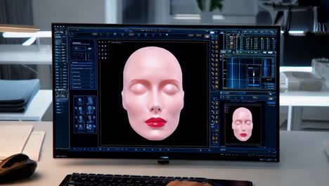 diseño digital de la cara en la pantalla de la computadora