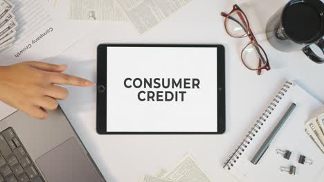 consumer credit displaying on a tablet screen