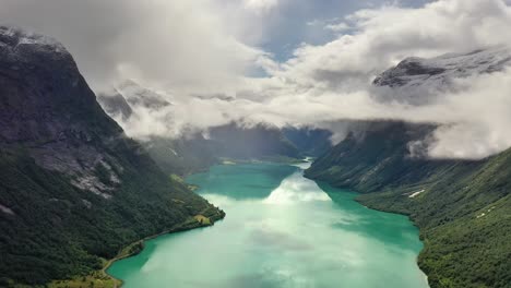 beautiful nature norway natural landscape lovatnet lake.