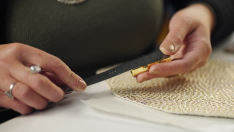 measuring fabric for craft project