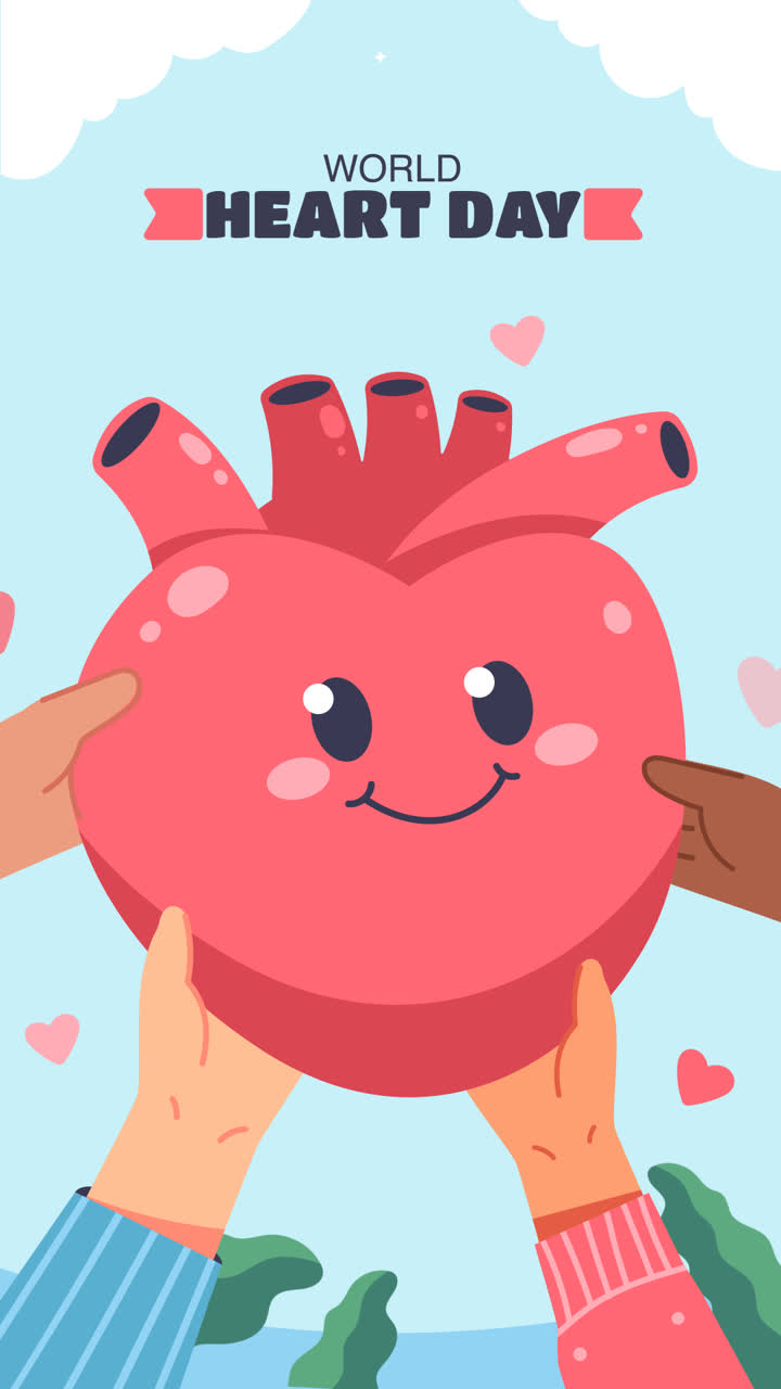 una animación de ilustración plana para la concienciación del día mundial del corazón