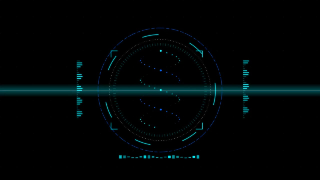 Futuristic Digital HUD Interface with Rotating DNA Helix