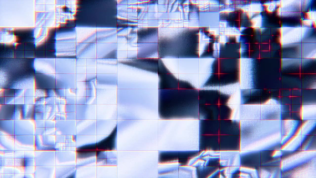 Abstract blue digital glitch background with grid pattern