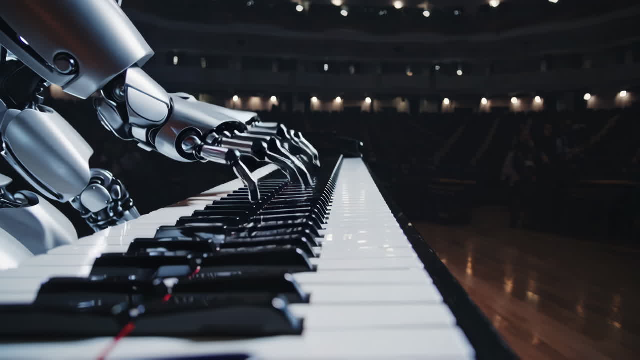 Robot Playing Piano in Concert Hall