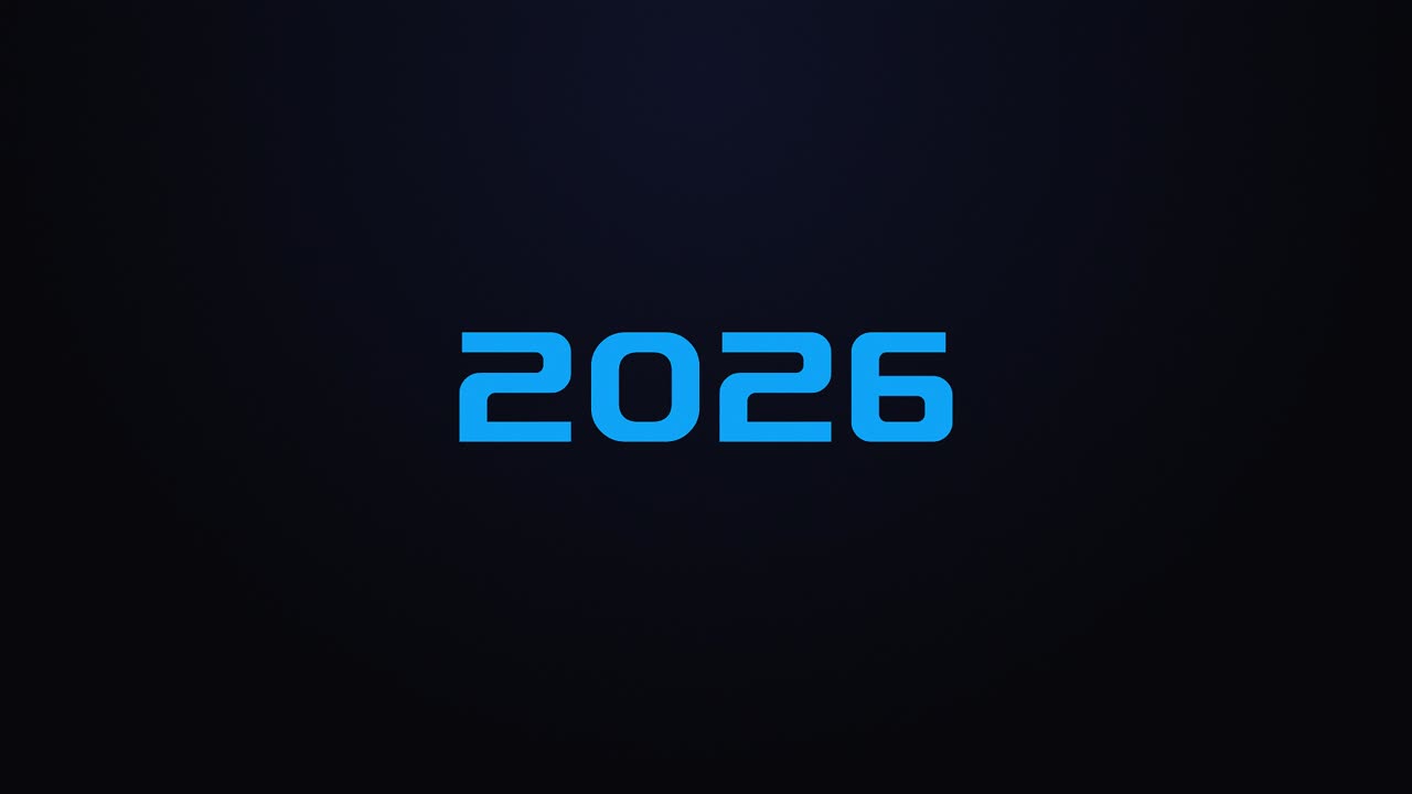Glowing explosion 2026 text reveal blue and pink