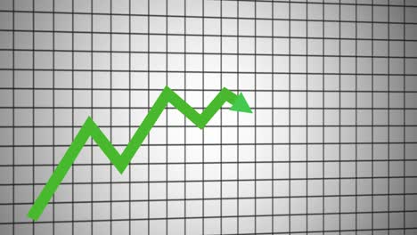 green market graph on a black and white grid, capital appreciation concept in the trade and stock market