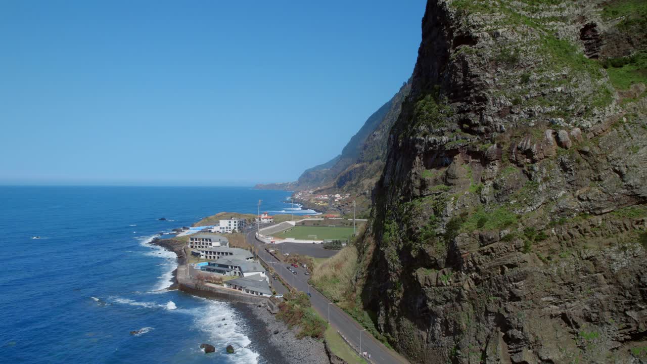 Coastal Town with Cliffside View