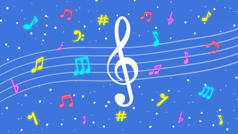 An-animation-of-a-Blue-background-with-treble-clef-and-musical-notes