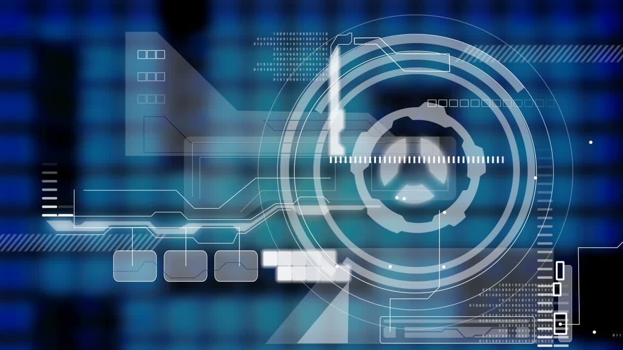 animación del escaneo del alcance y el procesamiento de datos en pantallas digitales
