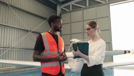 aircraft inspection in a hangar