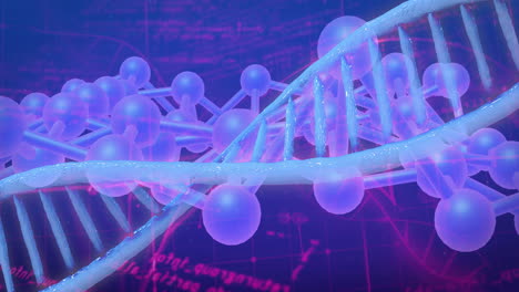 dna strand and molecular structure animation over scientific data and equations