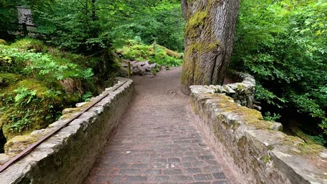 crossing a scenic stone bridge in dunkeld