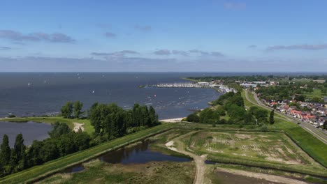 beach of andijk, north holland, the netherlands. aerial drone video.