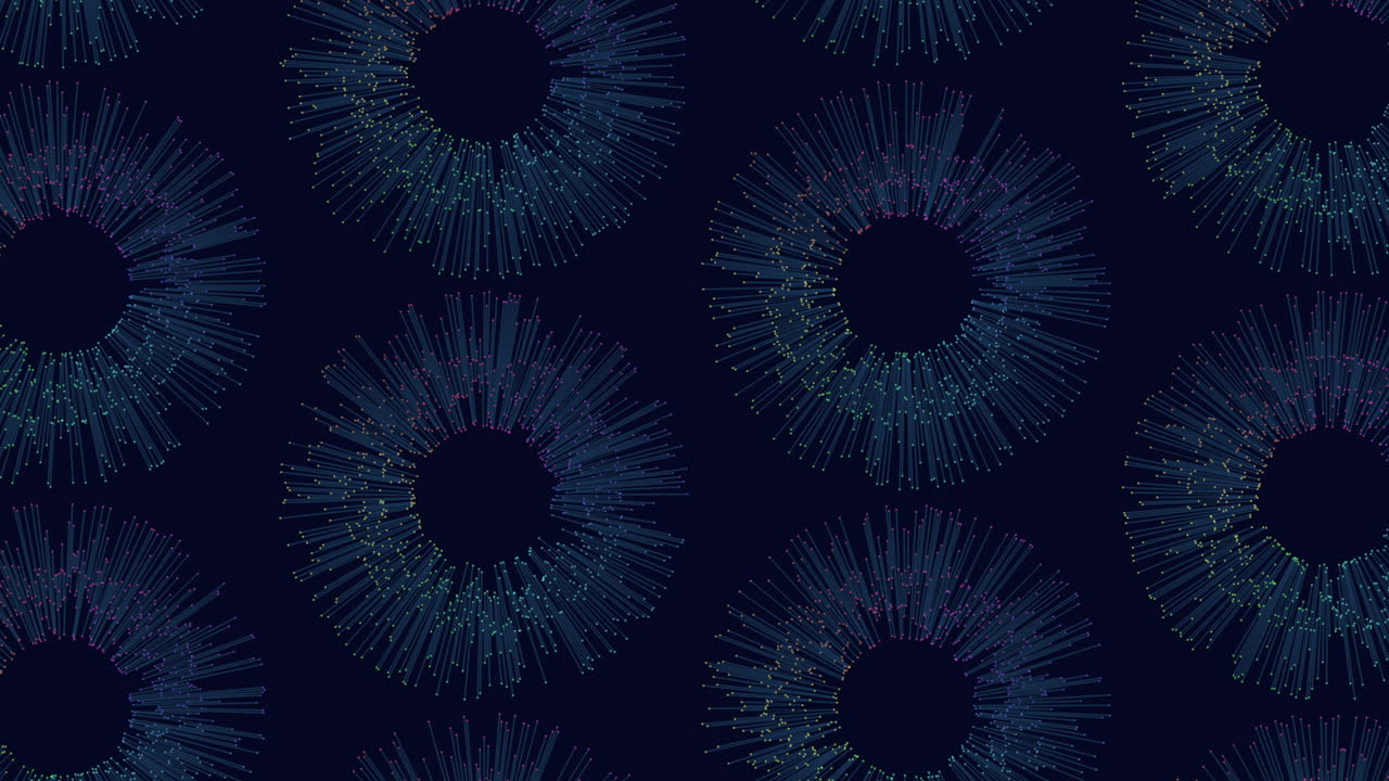 Abstract blue and purple circular design with thin, straight lines radiating from the center in a modern pattern. Versatile and contemporary for various uses