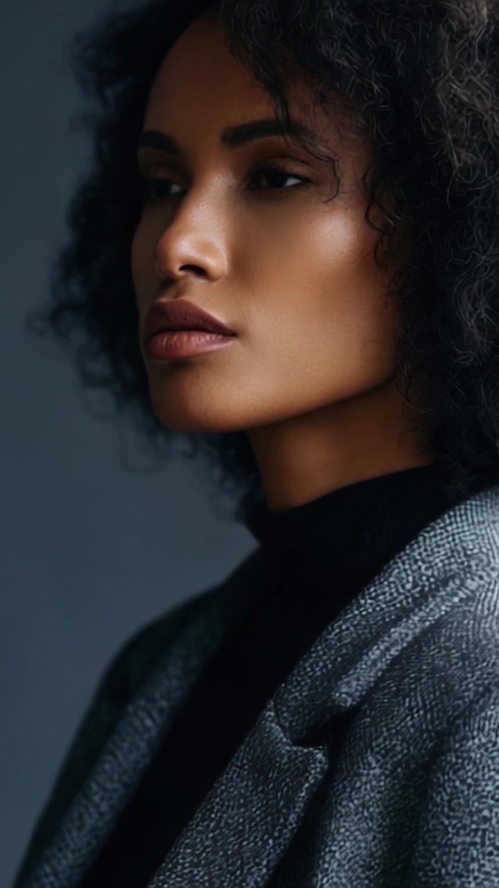 Profile of a Confident Individual with Curly Hair: A Study in Elegance and Strength Captured in Natural Lighting, Highlighting Unique Features and Poise