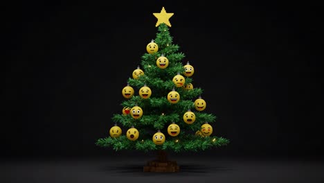 A Whimsical Christmas Tree Adorned with Emoji Ornaments Bringing Joy and Laughter, Perfectly Capturing the Holiday Spirit and Festive Cheer