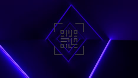 animación de código qr de neón con formas sobre fondo negro
