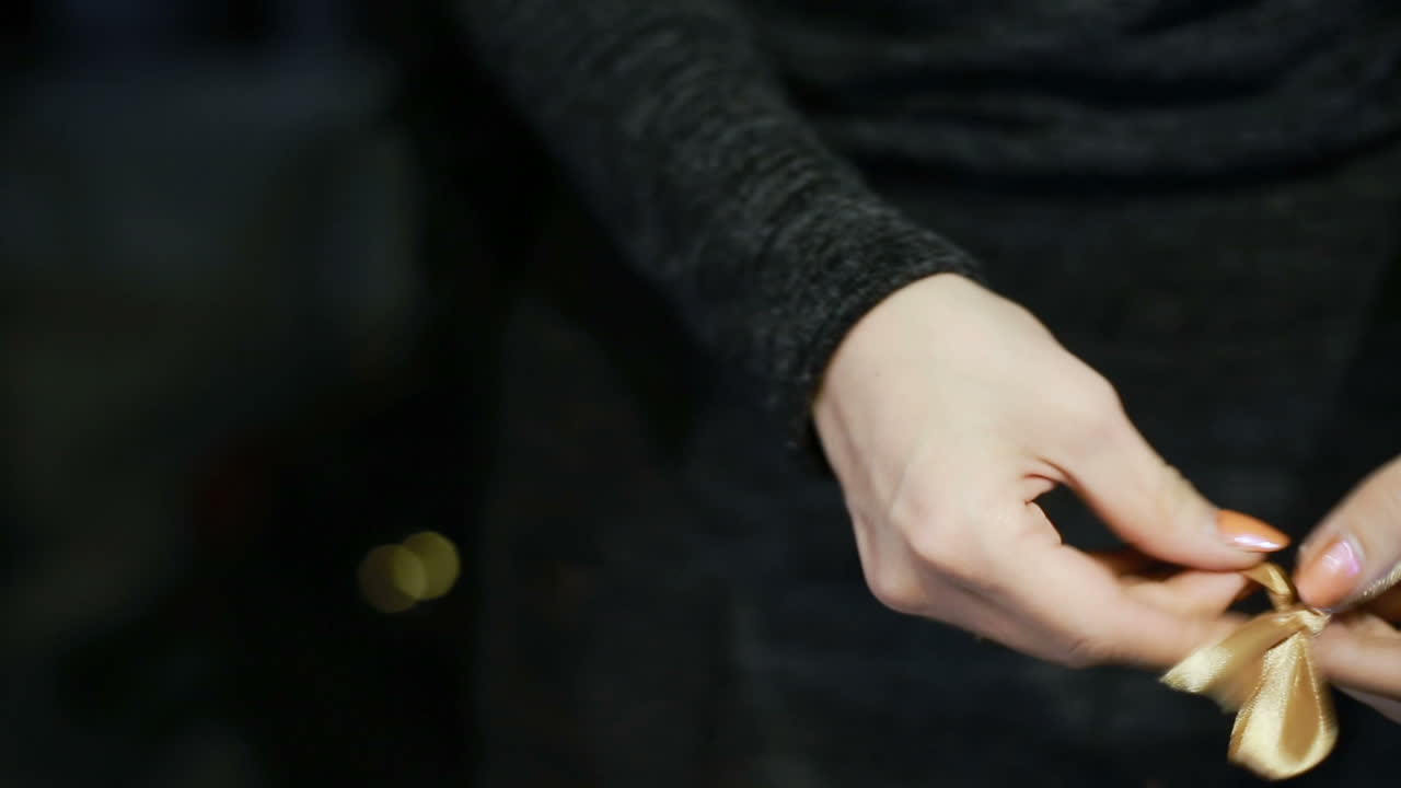 Woman Creates By Hands A X-Mas Decorations. Process of hand made toys for Christmas tree decoration