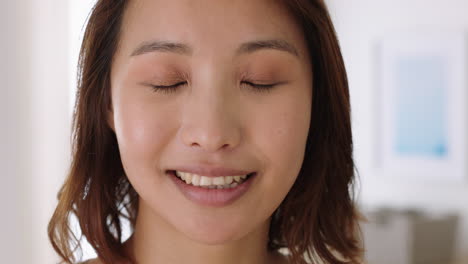 portrait beautiful asian woman smiling looking happy feeling positive confident female beauty 4k footage