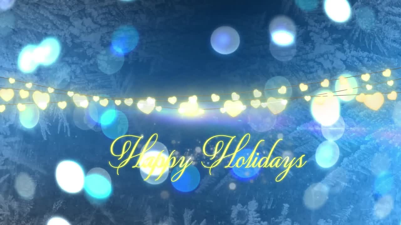 크리스마스 축하 문자 위에 반 ⁇ 이는 요정 불빛의 애니메이션