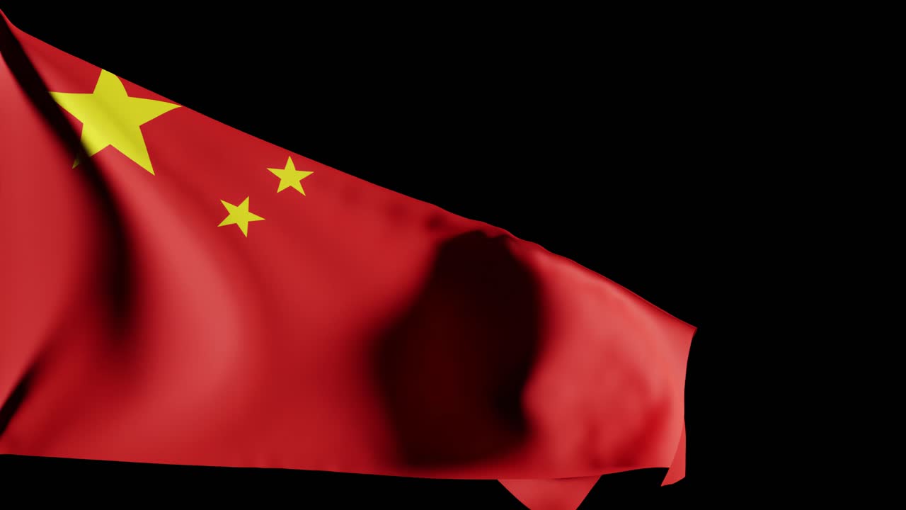 bandeira da república popular da china acenando contra fundo preto