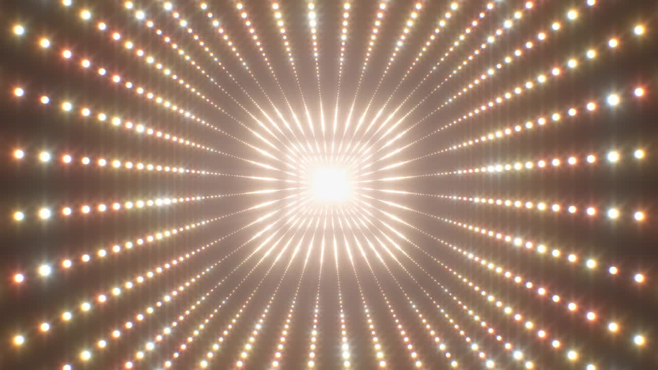 Shiny Bright Gold Glow Glitter Lights Tunnel Flashing and Sparkling - 4K Seamless VJ Loop Motion Background Animation