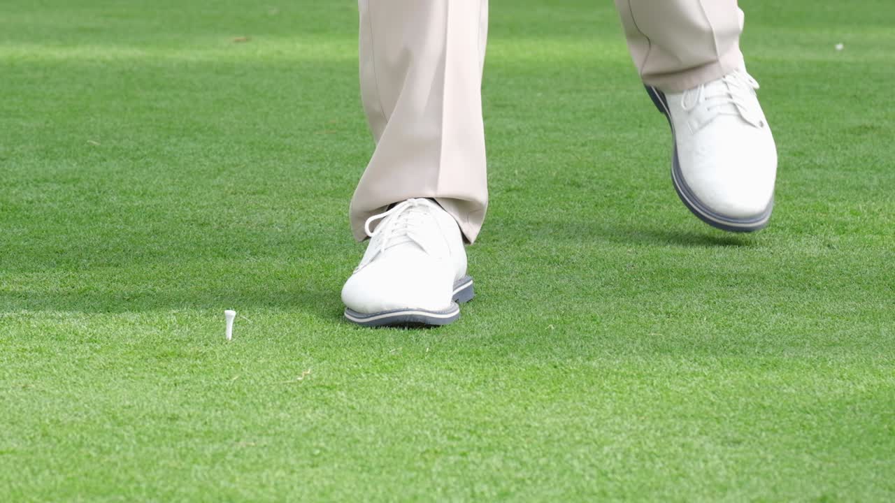 프로 골퍼가 게임 골프를 시작했습니다. 느린 동작
