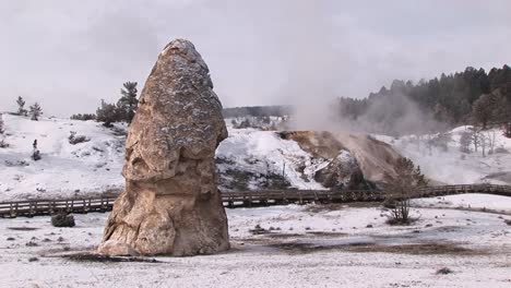 acercamiento al primer plano de un cono de depósito de piedra caliza alto en el parque nacional de yellowstone