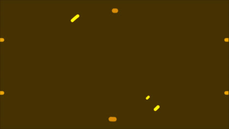 animation of yellow circles spinning, shapes forming over orange and blue liquid background