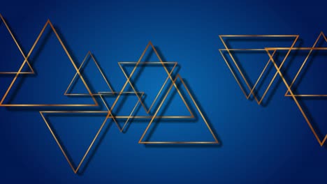 dark blue abstract motion background with golden triangles