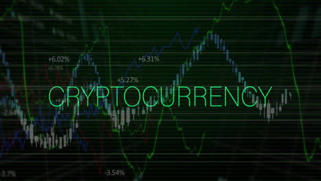 animación de texto de criptomoneda sobre el procesamiento de datos