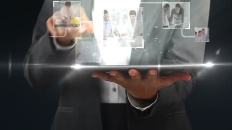 hombre de negocios usando una tableta digital
