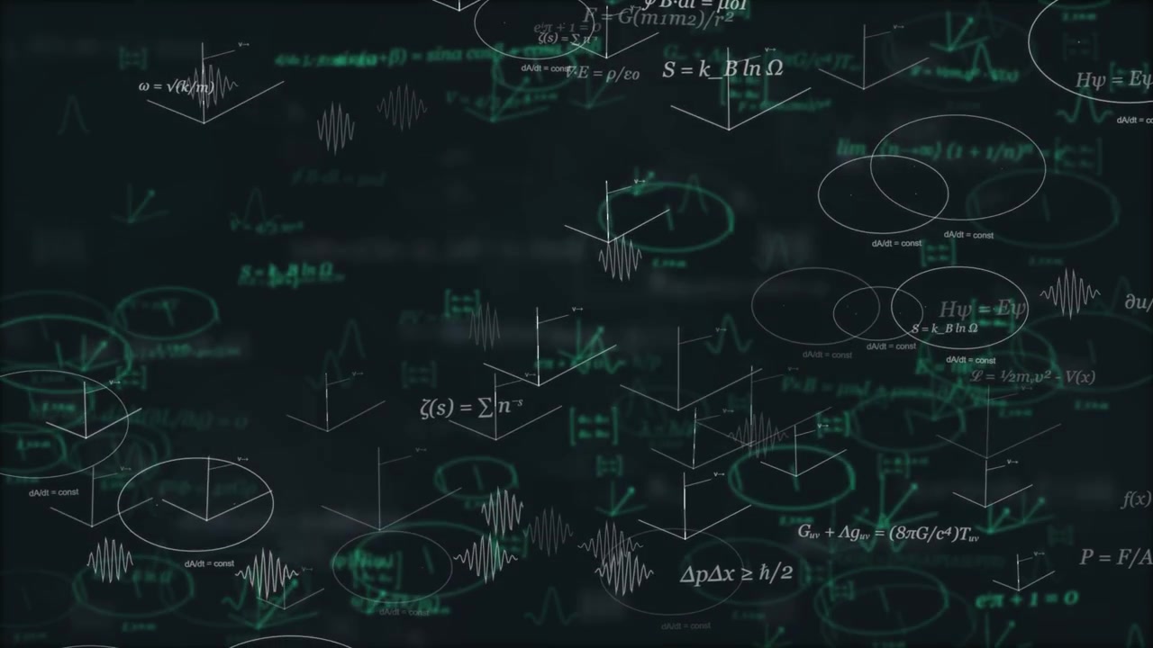 Abstract Scientific and Mathematical Formulas on Dark Background