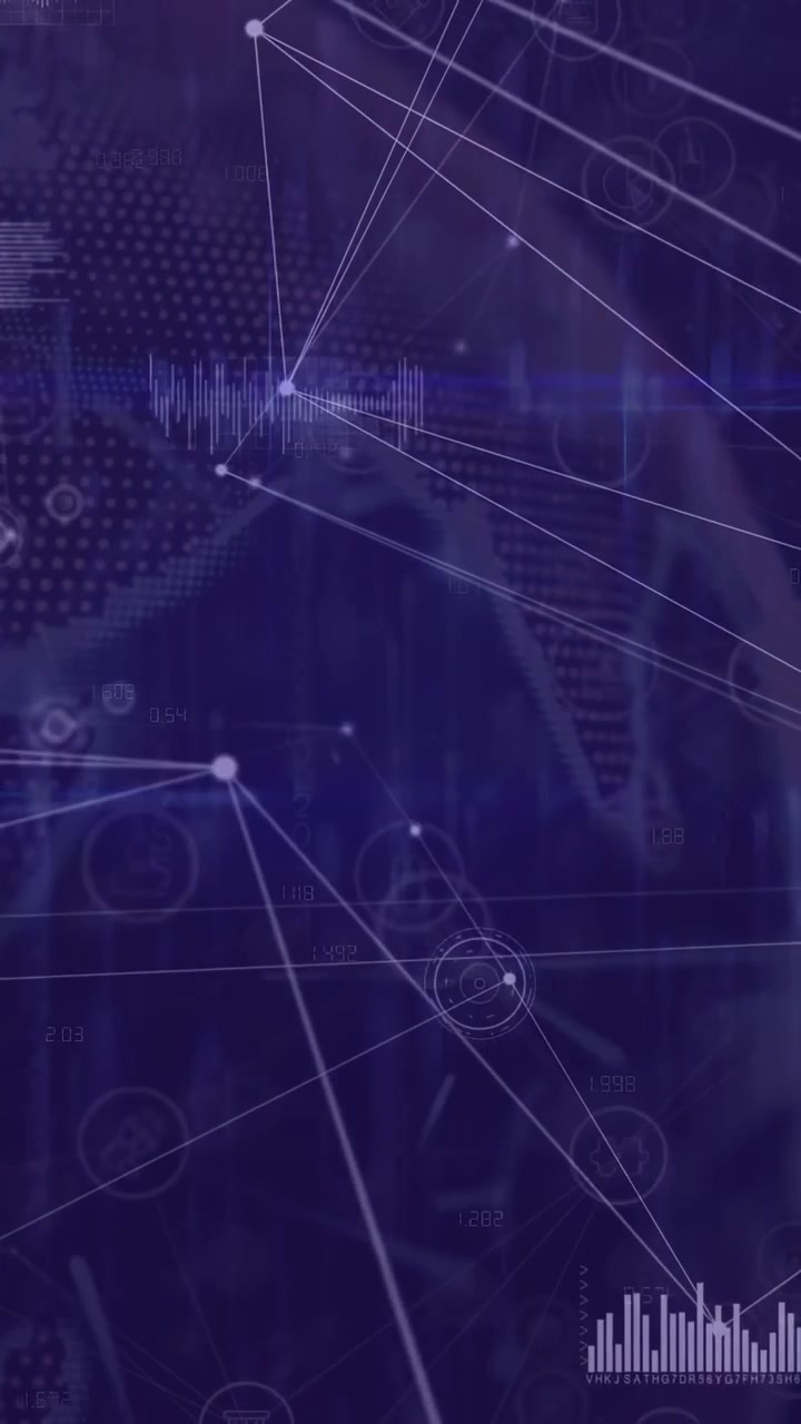 Dotted globe appearing and pulsing points initiating mesh growth on tech HUD, showing connectivity
