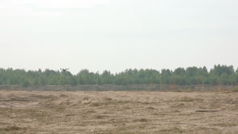 drone flying over a quarry