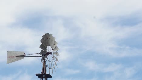 wind pump vane turning in the wind against sky background