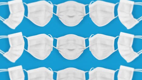 muchas máscaras médicas para cubrir la boca y la nariz para la protección contra el virus. concepto de atención médica. máscara médica realista en 3d. animación de bucle.