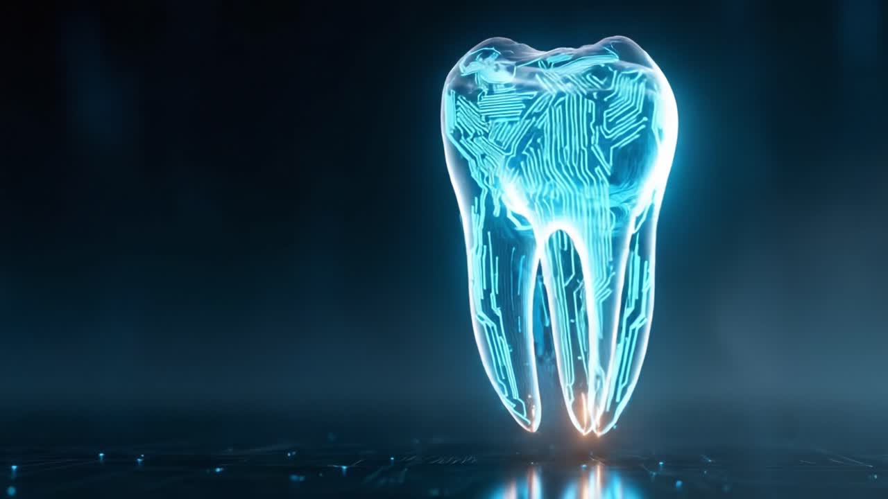 A Stunning Representation of a Digital Tooth: Merging Dental Aesthetics with Futuristic Technology and Visual Innovation in Dental Care