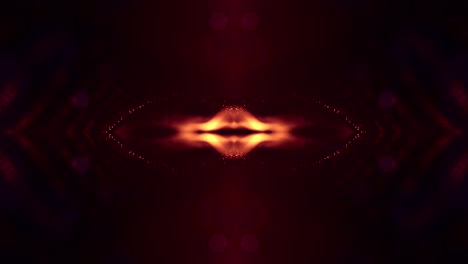 las partículas forman una línea, una cuadrícula de superficie o un misterioso espacio virtual. animación 3d sin costuras como fondo de ciencia ficción digital de partículas brillantes con profundidad de campo, bokeh. cadenas de oro rojo 10